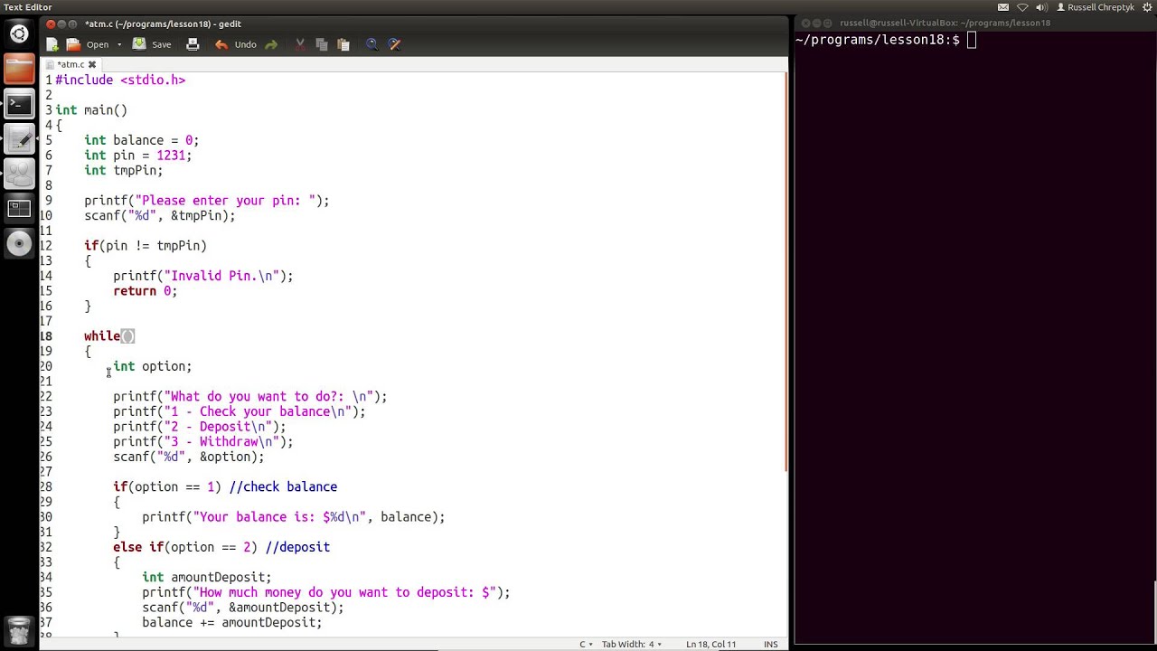 Learn Programming in C – Lesson 18 – ATM