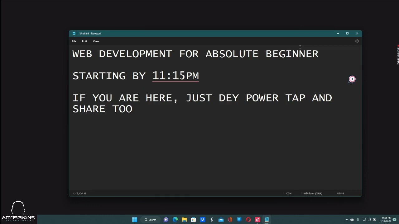 WEB DEVELOPMENT FOR ABSOLUTE BEGINNERS (TIKTOK LIVE CLASSES 011)