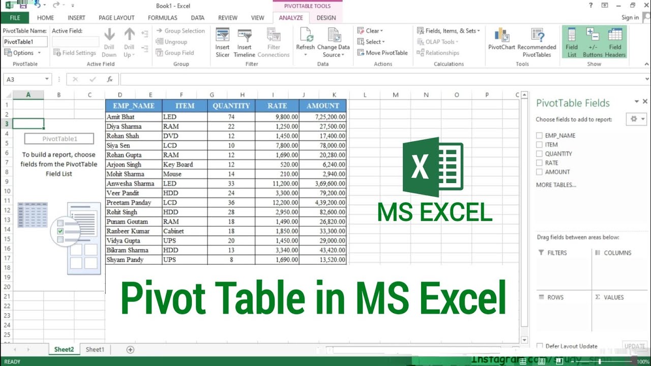 How to Create Pivot Table in Microsoft Excel | Pivot Table in Excel