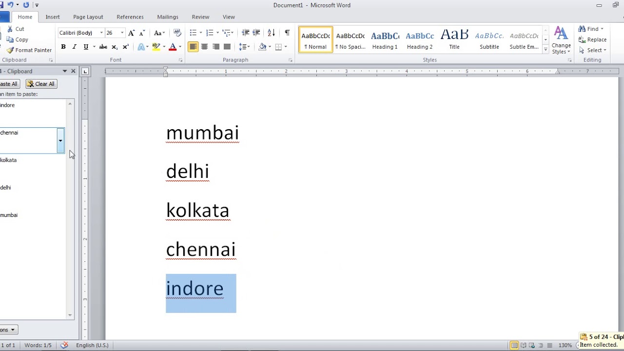 Clipboard Option in Microsoft Word in Hindi