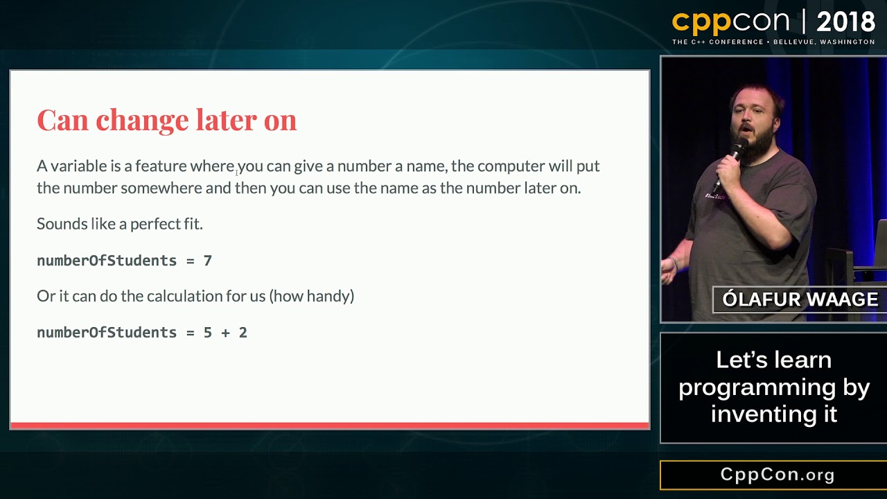 CppCon 2018: Ólafur Waage “Let’s learn programming by inventing it”