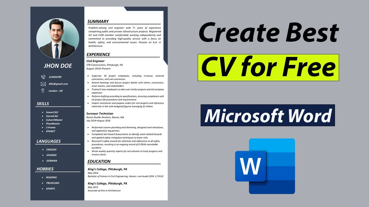 Create Best CV for Free in MS Word | Best CV Format 2022