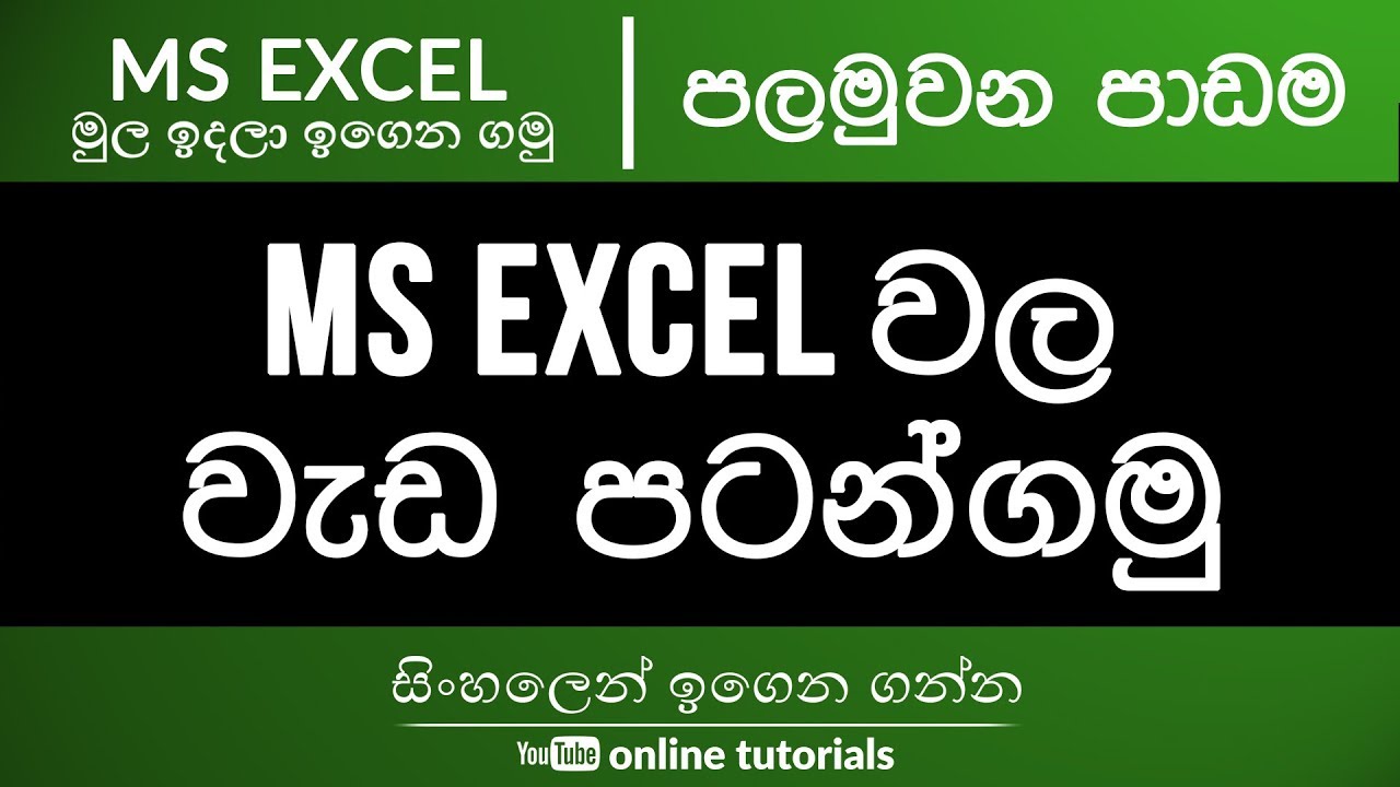 Microsoft Excel Beginner Course (Sinhala) Part 01 – Introduction to Interface