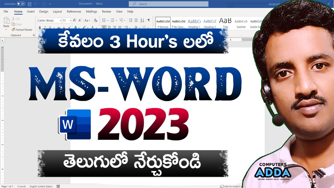 Ms-Word 2023 Tutorial in Telugu ( తెలుగులో ) || Learn Basic to Adv Ms-Word in Telugu 3 Hour’s ||