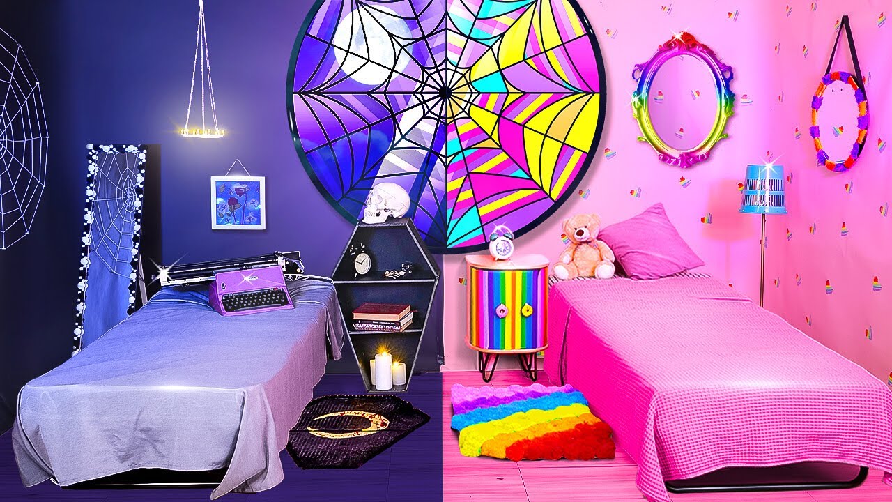 WEDNESDAY vs ENID’s ROOM MAKEOVER 🌈|| BRILLIANT HACKS by 5-Minute Crafts