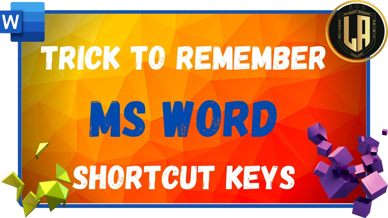 Trick to Remember all Microsoft Word Shortcut Keys | For JKSSB FAA SI SI and other competitive exams