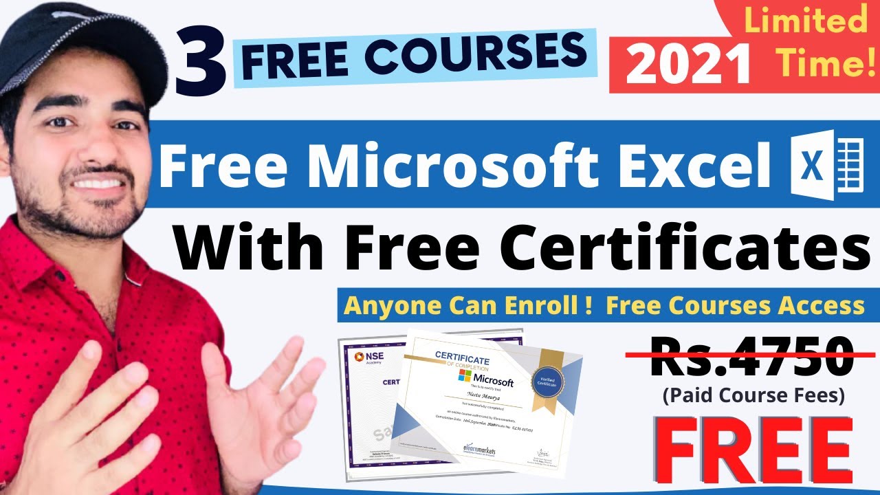 3 FREE Certification Courses | Advance Microsoft Excel | Free Course with Free Certificate | Student
