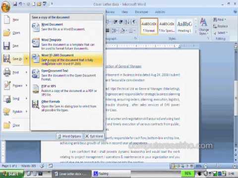 Learn Computer in Hindi – Saving documents in Microsoft Word 2007