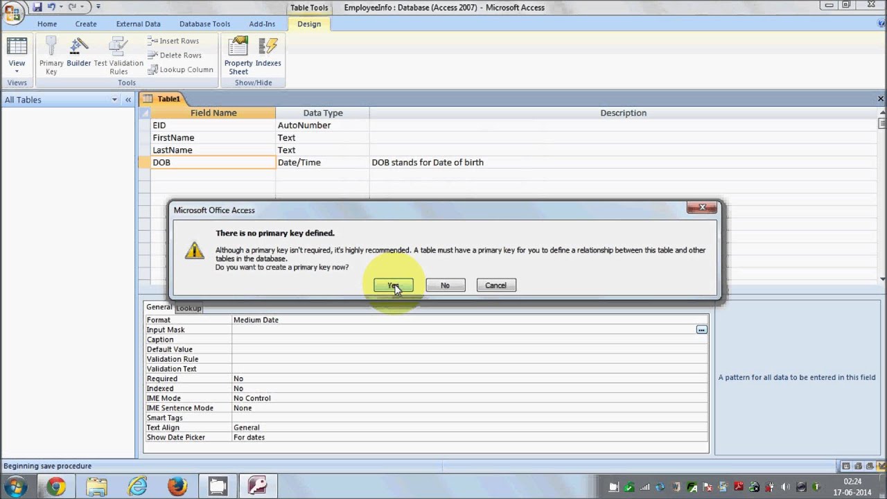 Beginners MS Access Database Tutorial 1 – Introduction and Creating Database