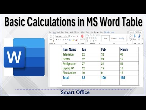 Calculate Total in MS Word Table | SUM Function in MS Word Table