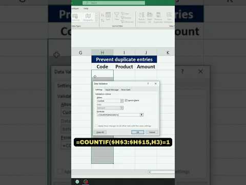 MS Excel prevent duplicate entry #shorts #youtubeshorts