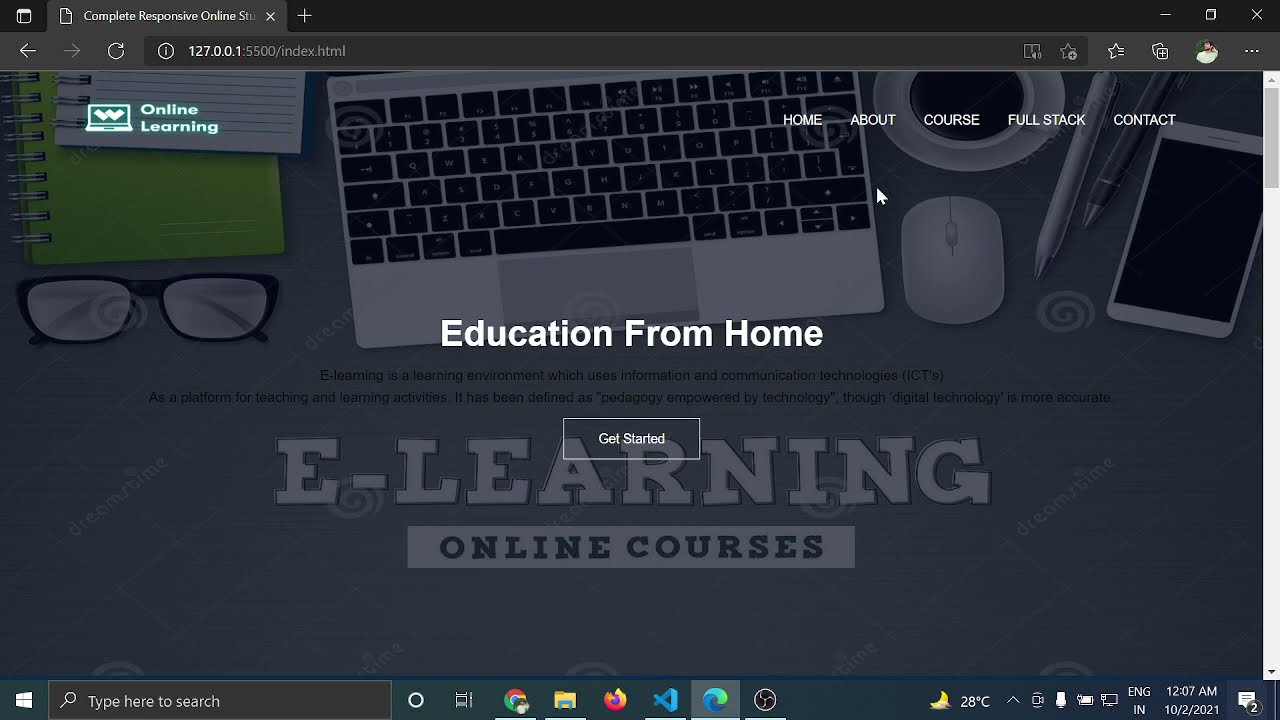 Exposys Data Labs Internship | Web development | E-learning Website