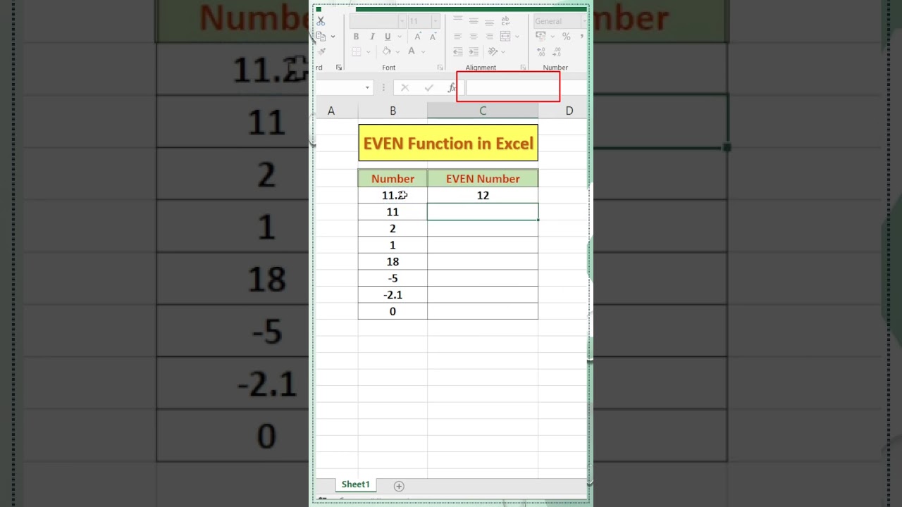 Day 50/100 | EVEN Function in Excel | Excel Function | #youtubeshorts #shorts #excel #functions