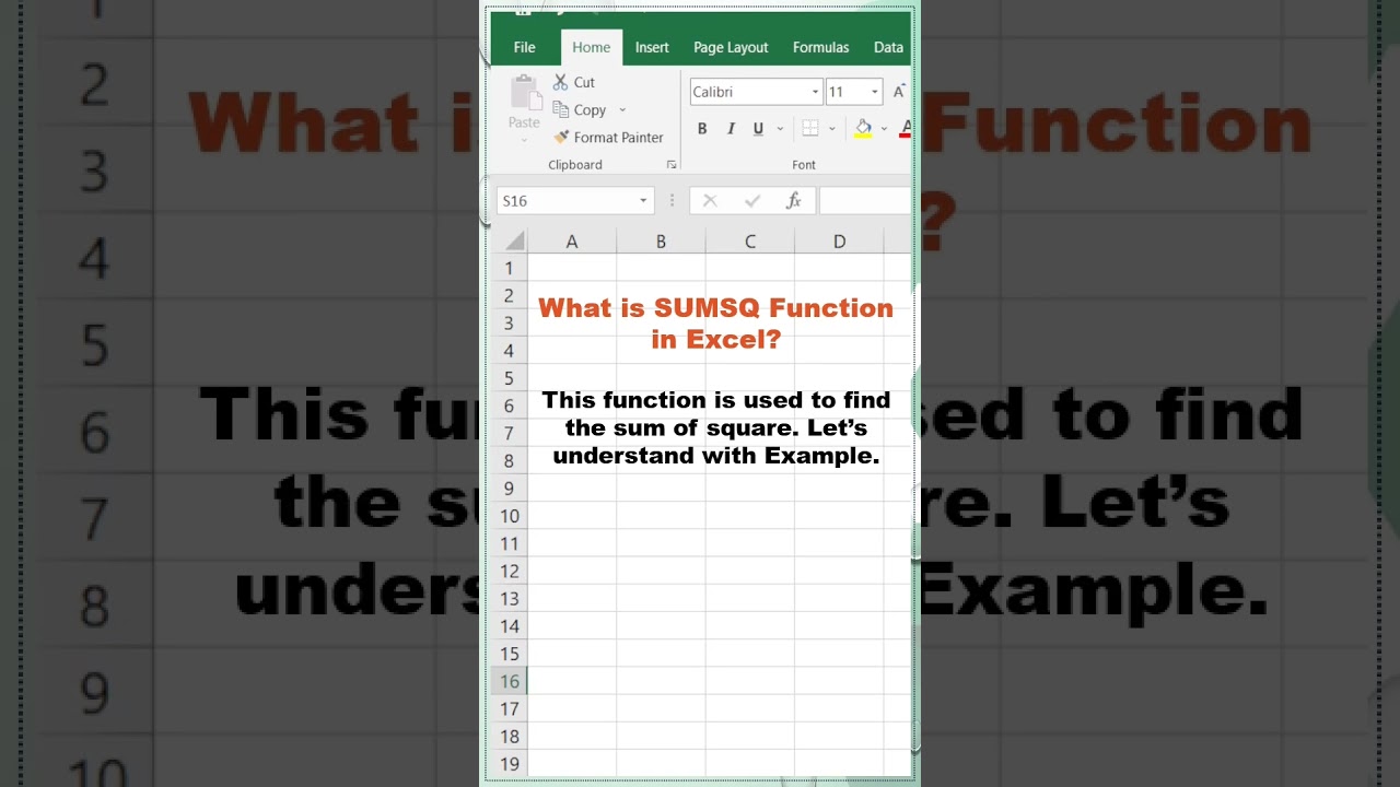 Day 54/100 | SUMSQ Function in Excel | Excel Function | #youtubeshorts #shorts #excelfunctions