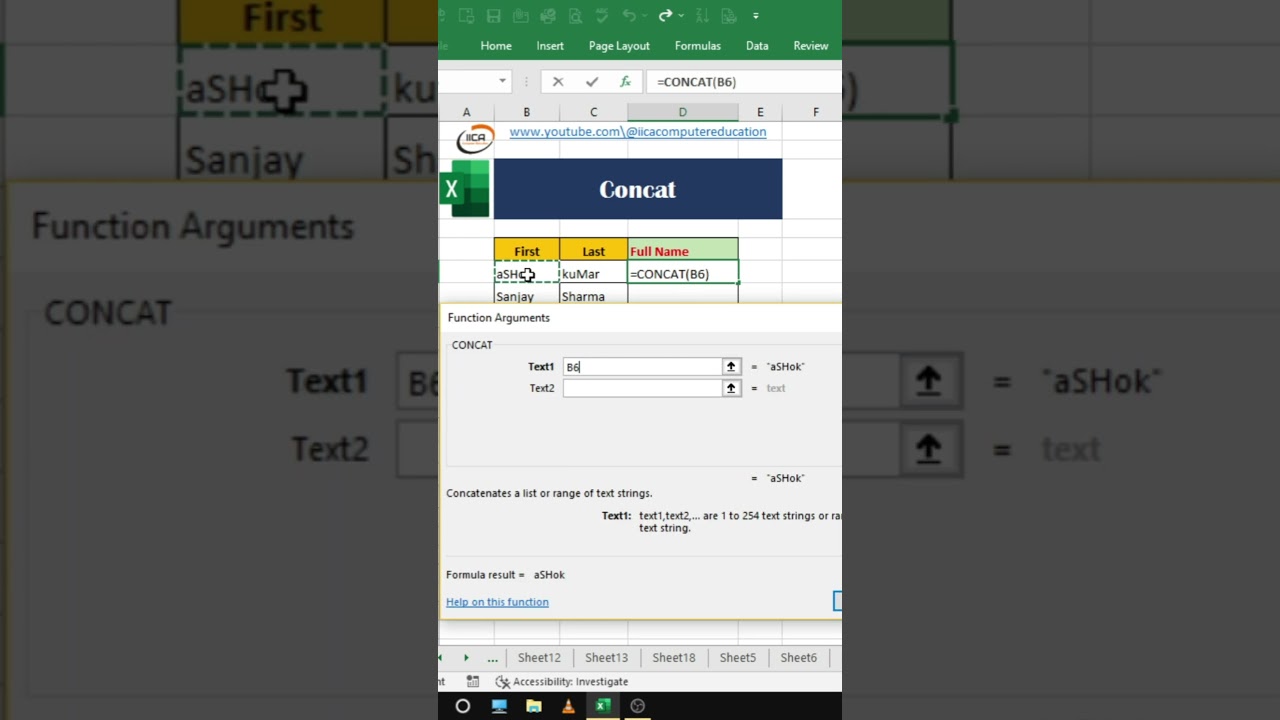 Excel Pro Tric: Concat Function in Excel #shorts #youtubeshorts #viral