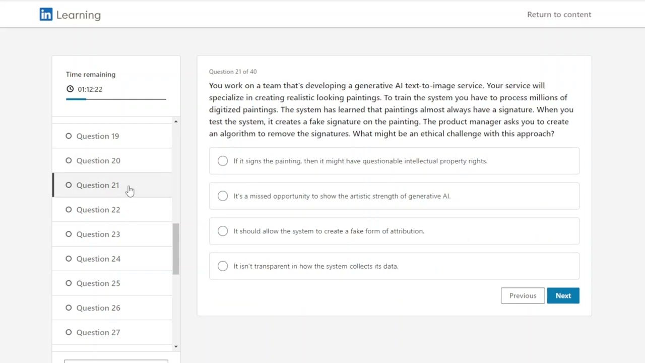 LinkedIn Learning: Career Essentials in Generative AI by Microsoft and LinkedIn FINAL EXAM QUESTIONS