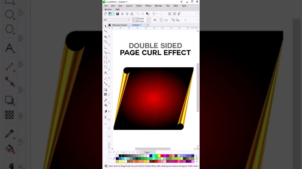 Page Curl Effect in CorelDraw #learncoreldraw #design #coreldesign #create3dtext #graphicdesgin