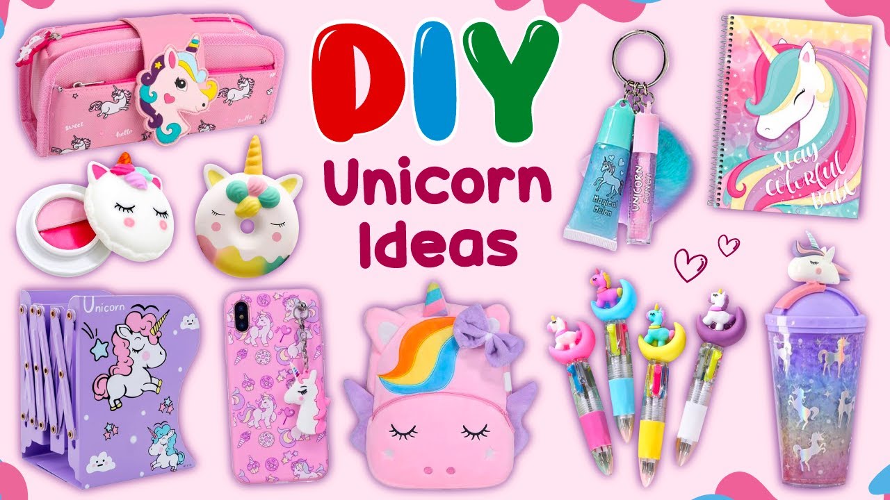 14 DIY – CUTE UNICORN IDEAS – Unicorn School Supplies – Room Decor and more…