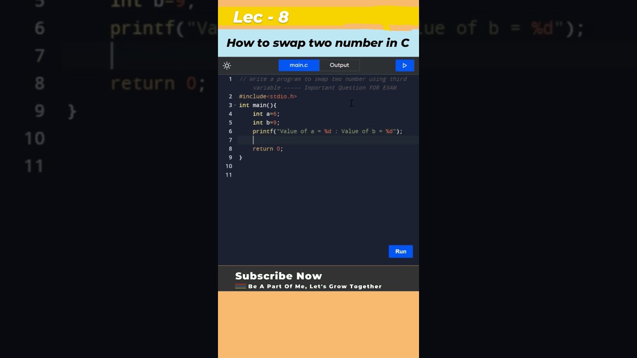 Basic Program in C 🤩 | C For beginners | Learn C Programming | #shorts #coding #java #python #coder