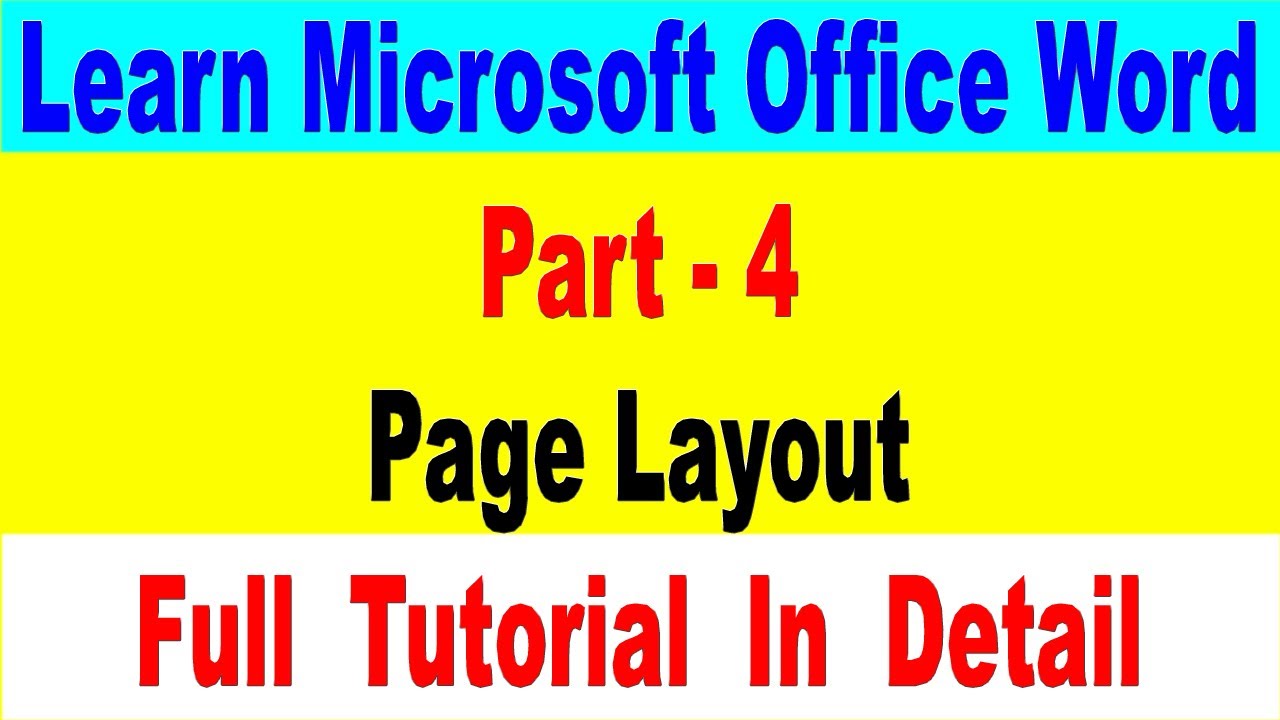 Learn Microsoft Office Word 2007 From Starting Part – 4 in Hindi  Full Tutorial Of Page Layout