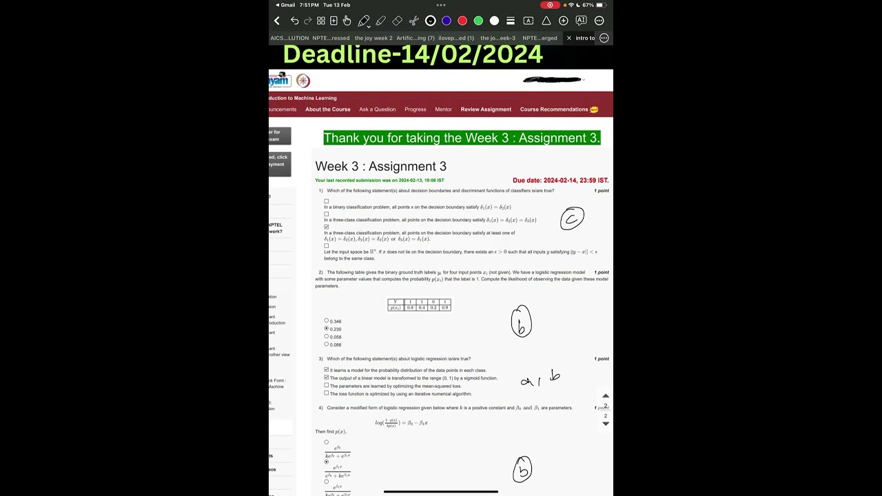Introduction to Machine Learning Week 3 Assignment Solution #nptel #nptel2024 #nptelai