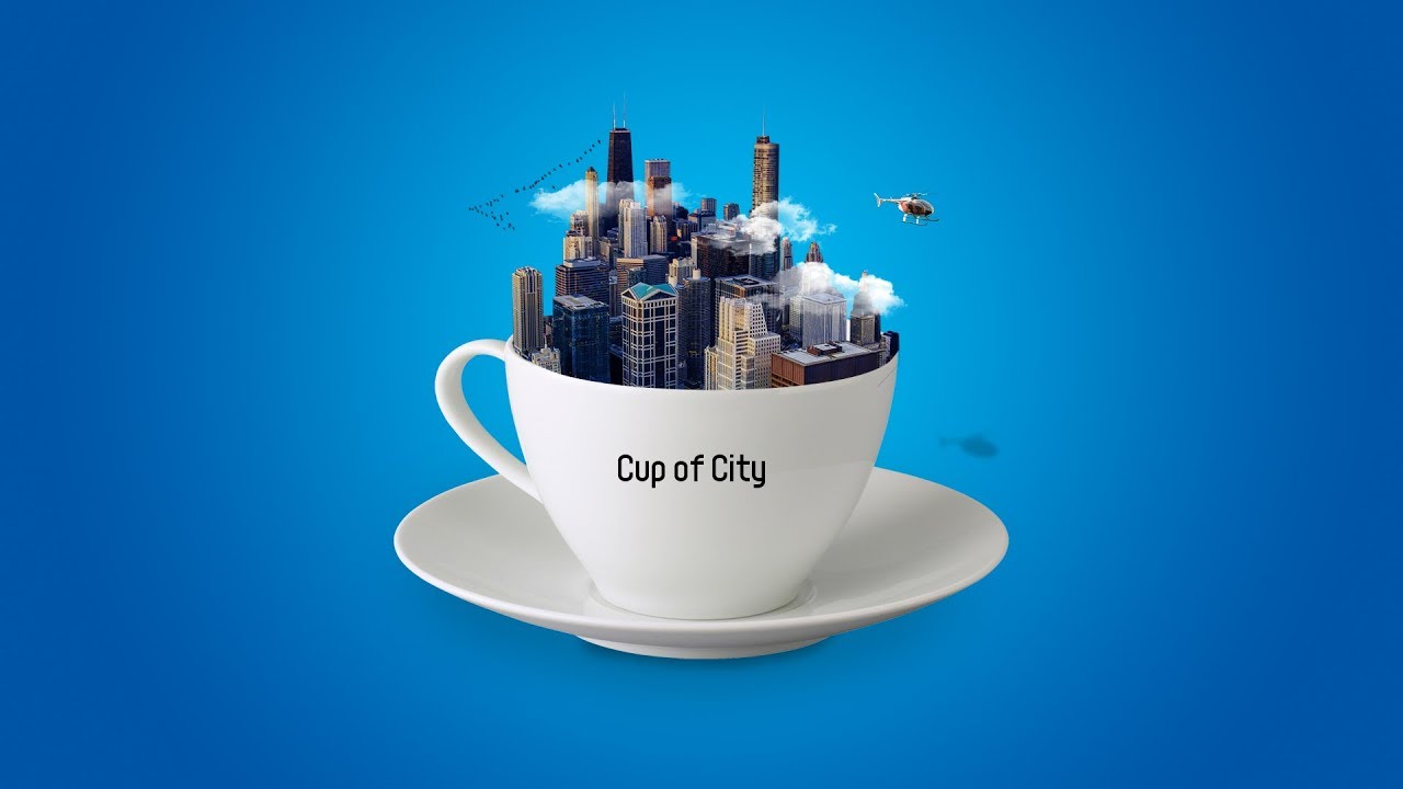 Cup of City Photoshop Manipulation Tutorial For beginners | Learn Graphic Design For FREE!