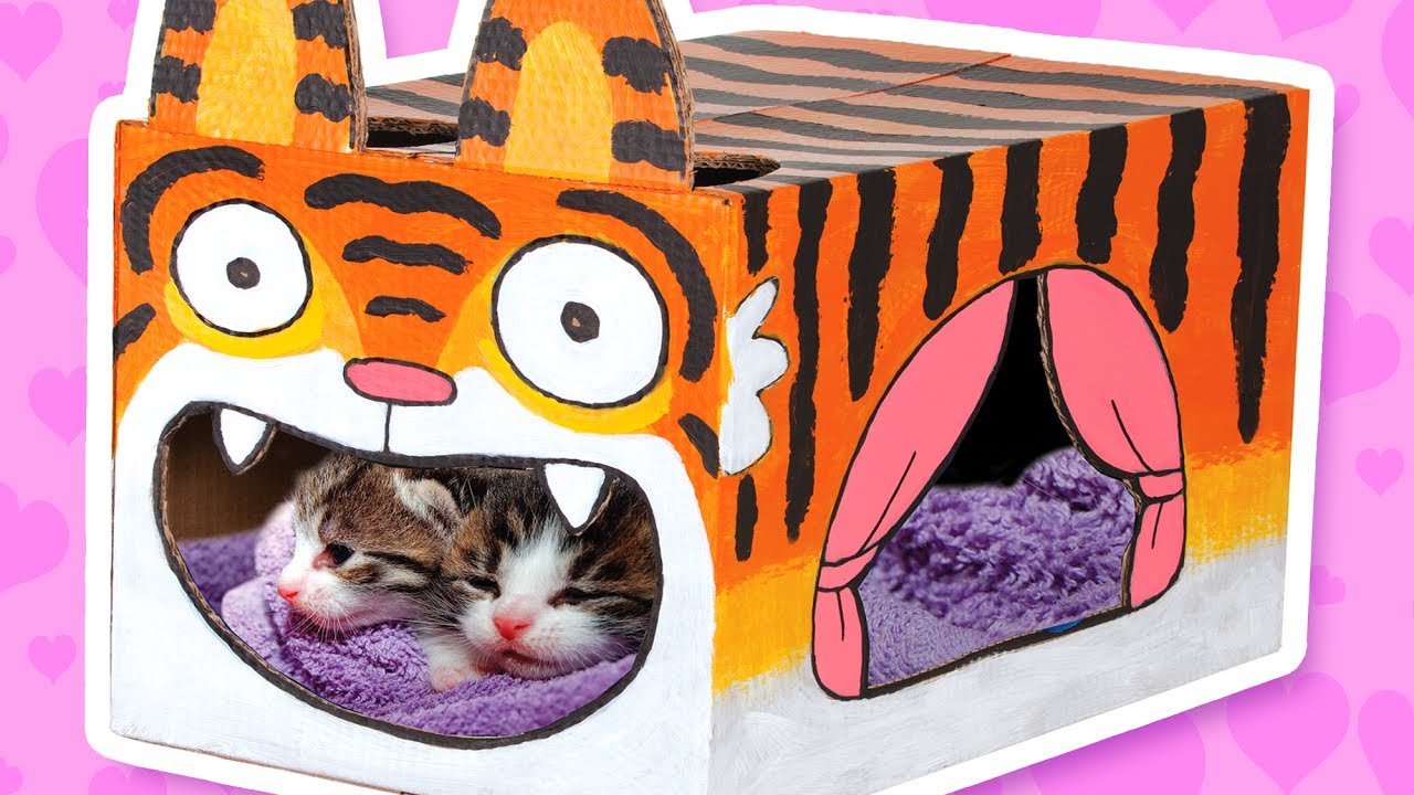 Cardboard Tiger Cat House – Crafts Ideas With Boxes | DIY on BoxYourself