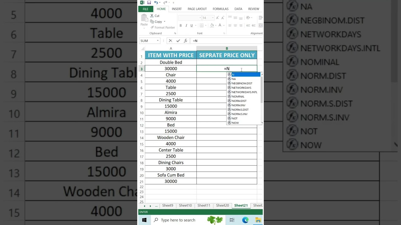 Separate 🤔 Only Price from Data | Excel 💯 Pro User Technique #shorts #reels #shortvideo #excel