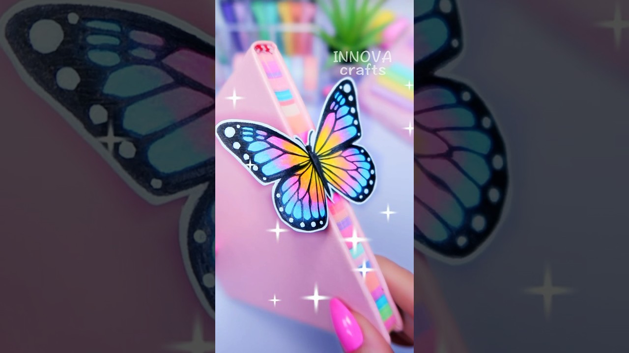 DIY paper craft ideas 🦋 Butterfly bookmak #shorts #art #diy #papercraft #love #craft #youtubeshorts