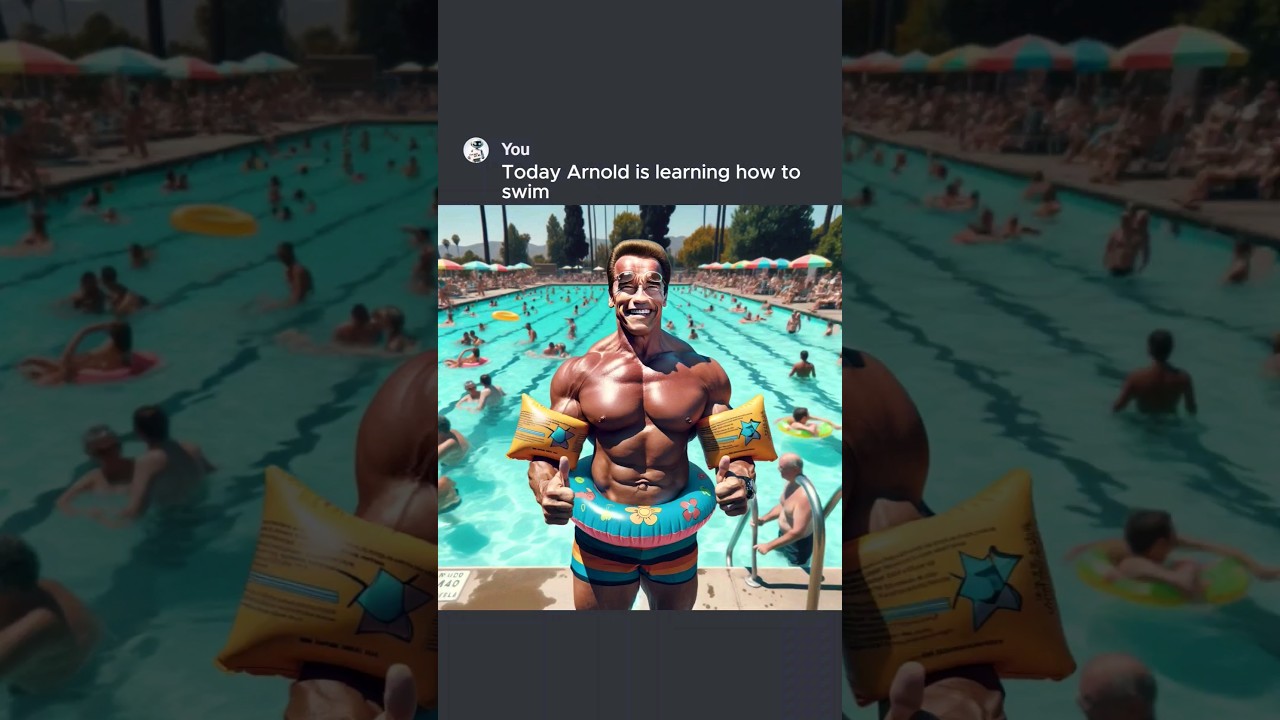 Arnold Learns To Swim 🏊‍♂️ #ai #chatgpt #aiart