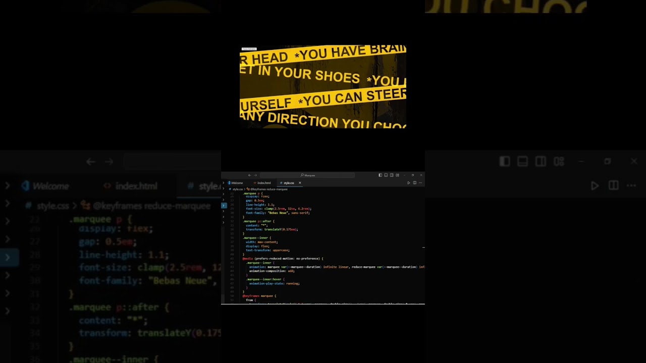 Mesmerizing HTML CSS Marquee: Create Magic with Text Animation! #webdevelopment #coding
