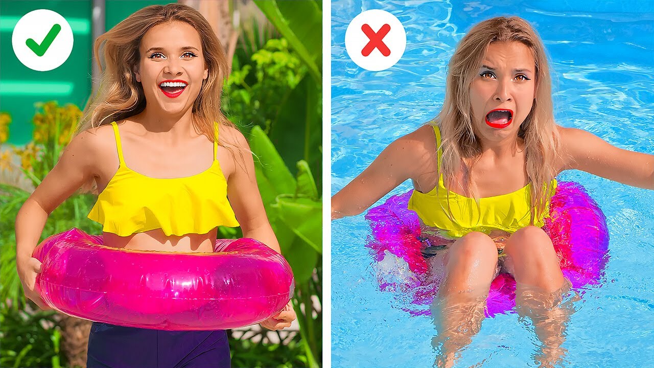 COOL IDEAS FOR YOU NEXT BEACH TRIP | RICH vs BROKE Summer Hacks You Need To Try! By 123 GO! SCHOOL