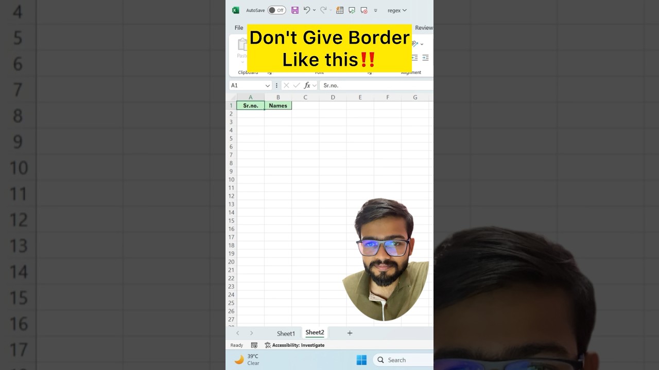 Don’t Give Border in Excel‼️Instead Use Wonderful Excel Trick #exceltips #exceltricks #shorts