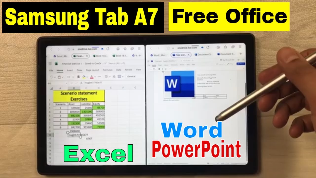 Samsung Galaxy Tab A7 (2022) – Free Microsoft Office Web Based Version – Word, Excel, PowerPoint