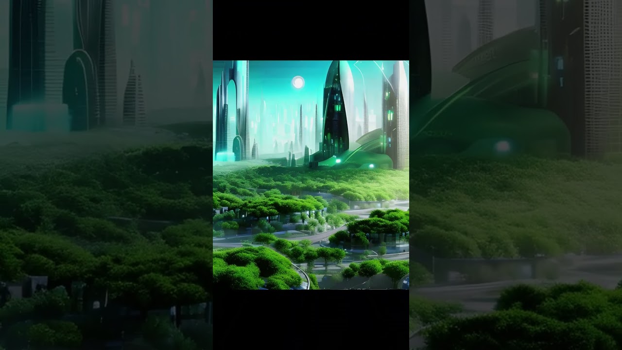 Green futuristic city scenery – generative ai