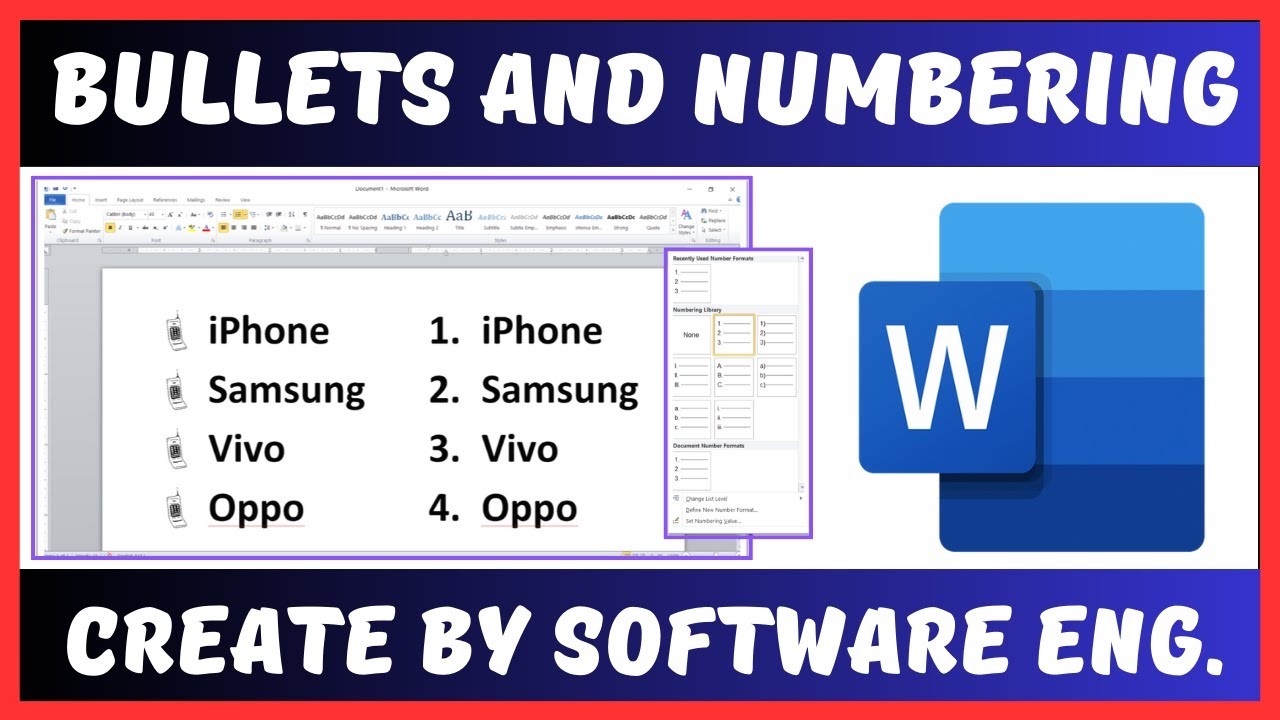 Use Bullets and Number in Microsoft Word in Hindi Language