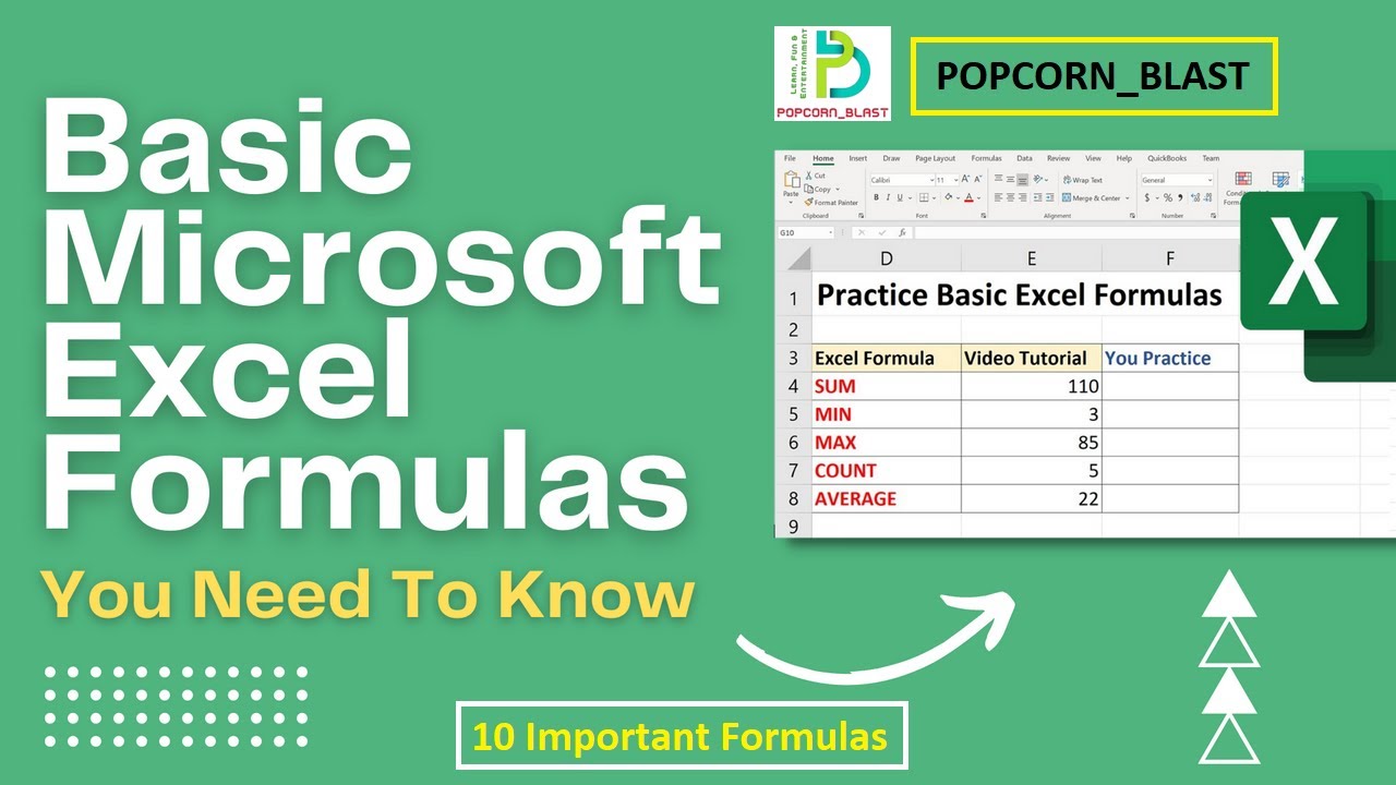 Learn MS Microsoft  Excel 10 useful important Formulas