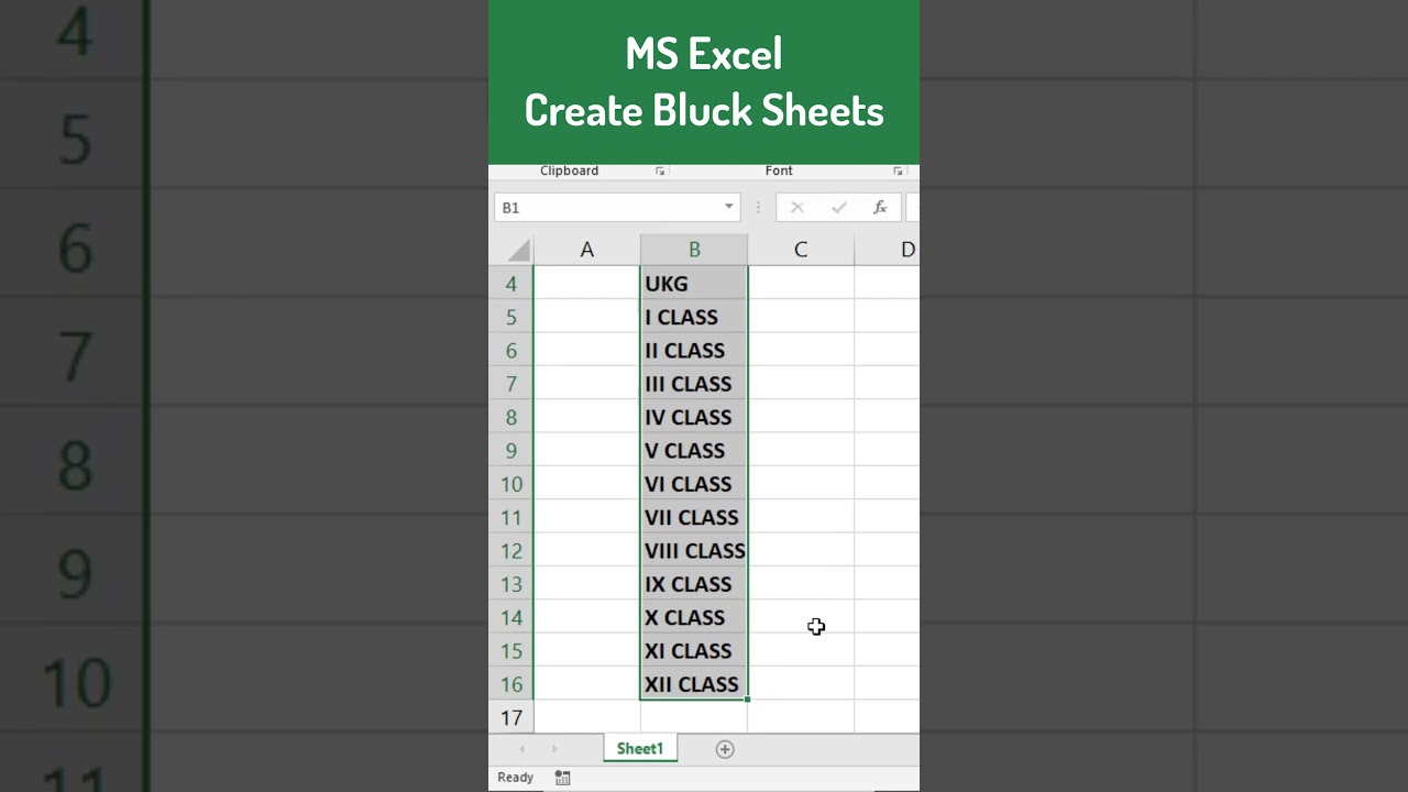 MS Excel Create Bulk worksheets #excel