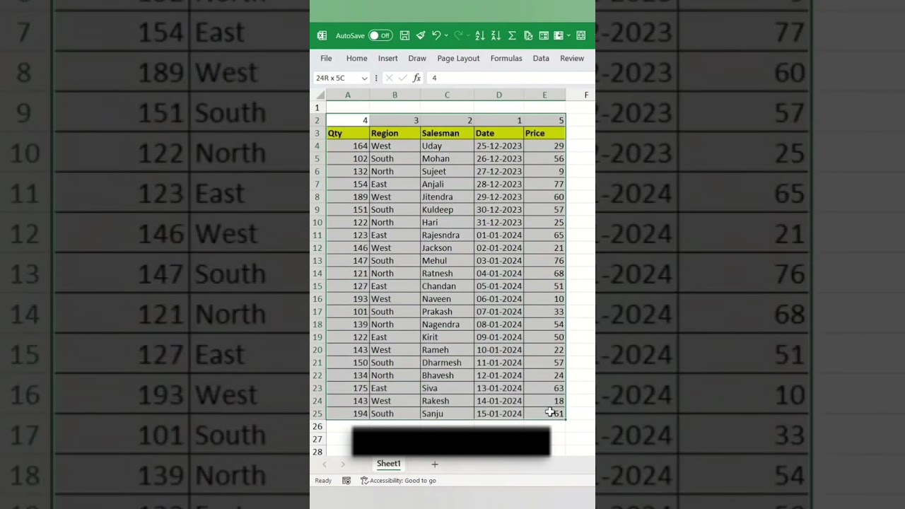 Column re-arrange in excel.
