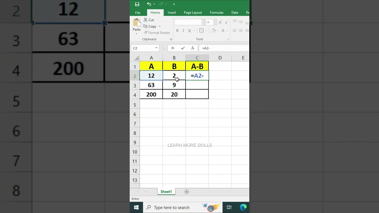 How to Subtract Numbers in Excel #exceltips #exceltech #spreadsheet  #exceltricks #excel #exceltrick