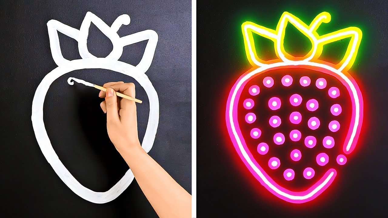 CÓMO DIBUJAR CON EFECTO FOSFORESCENTE || SENCILLAS IDEAS DE PINTURA PARA TU HOGAR