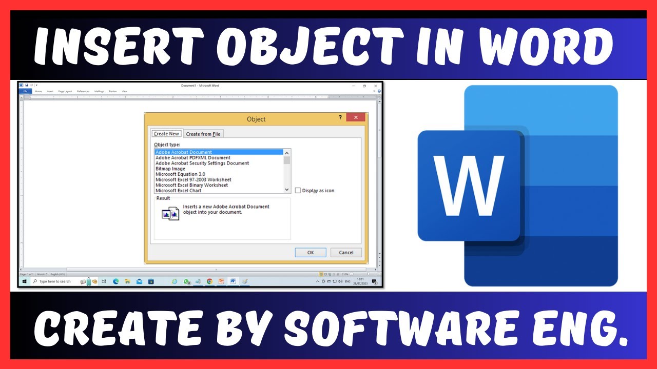 Insert Object In Microsoft Word in Hindi Language
