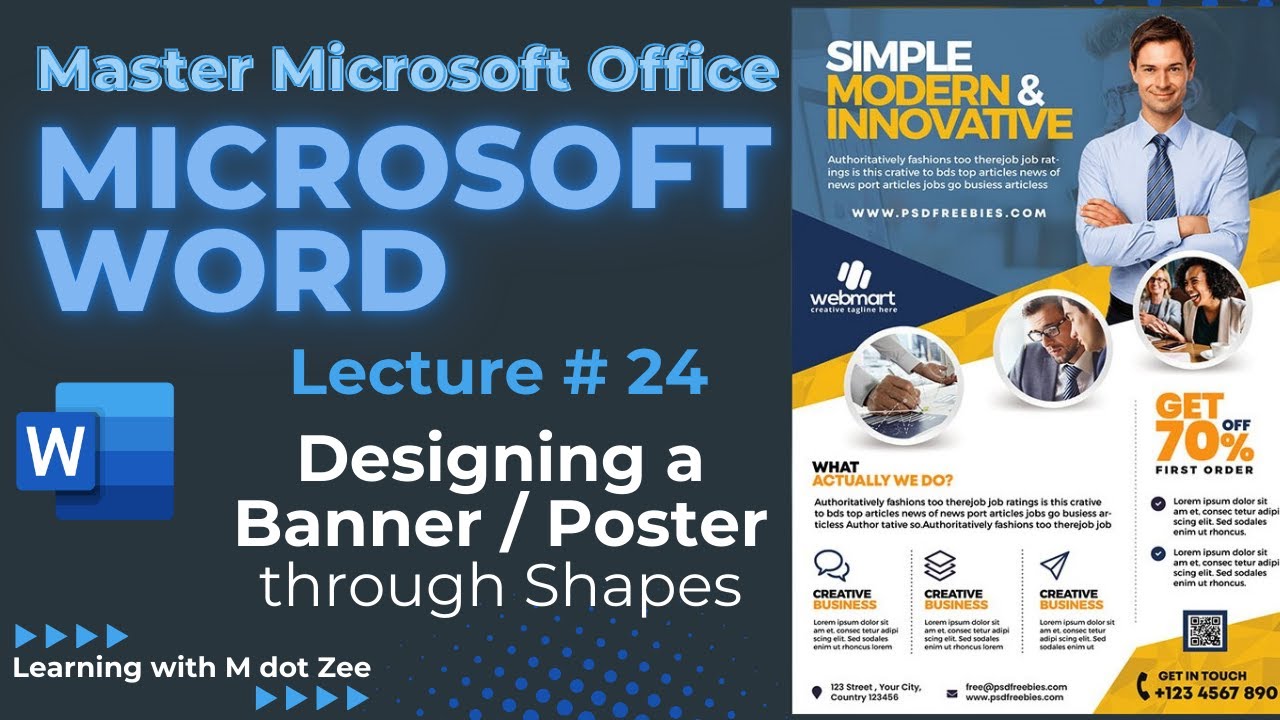 Poster Designing in MS Word | Microsoft Word Tutorial | LECTURE # 24 | Learning with M dot Zee