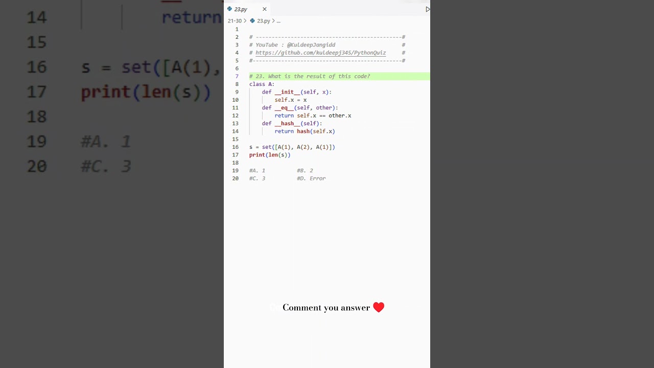 Question 23 : Easy python quiz #python #coding #learn #programming #kuldeepjangid #shorts