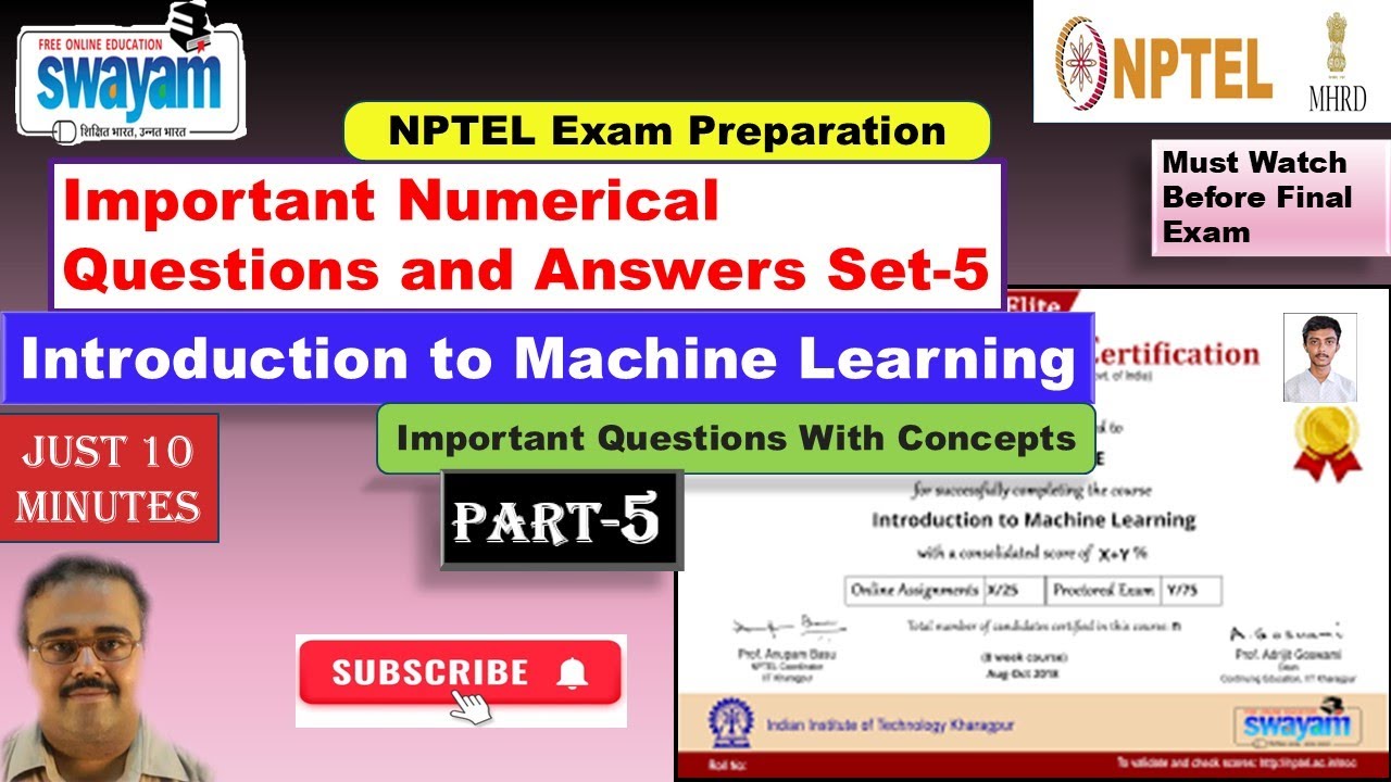 Introduction to Machine Learning NPTEL Exam Preparation 2024 | Important questions Part 5