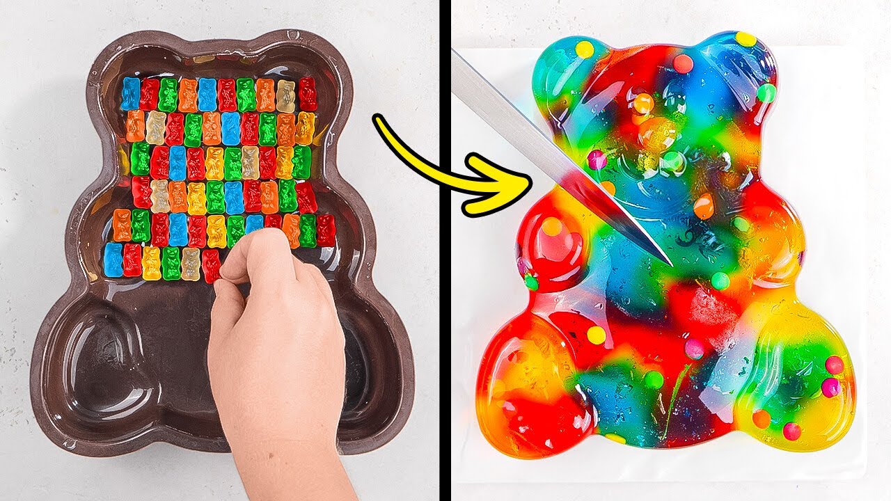 OSO DE GELATINA GIGANTE 😍 IDEAS DE COMIDA Y POSTRES DE ARCOÍRIS 🌈