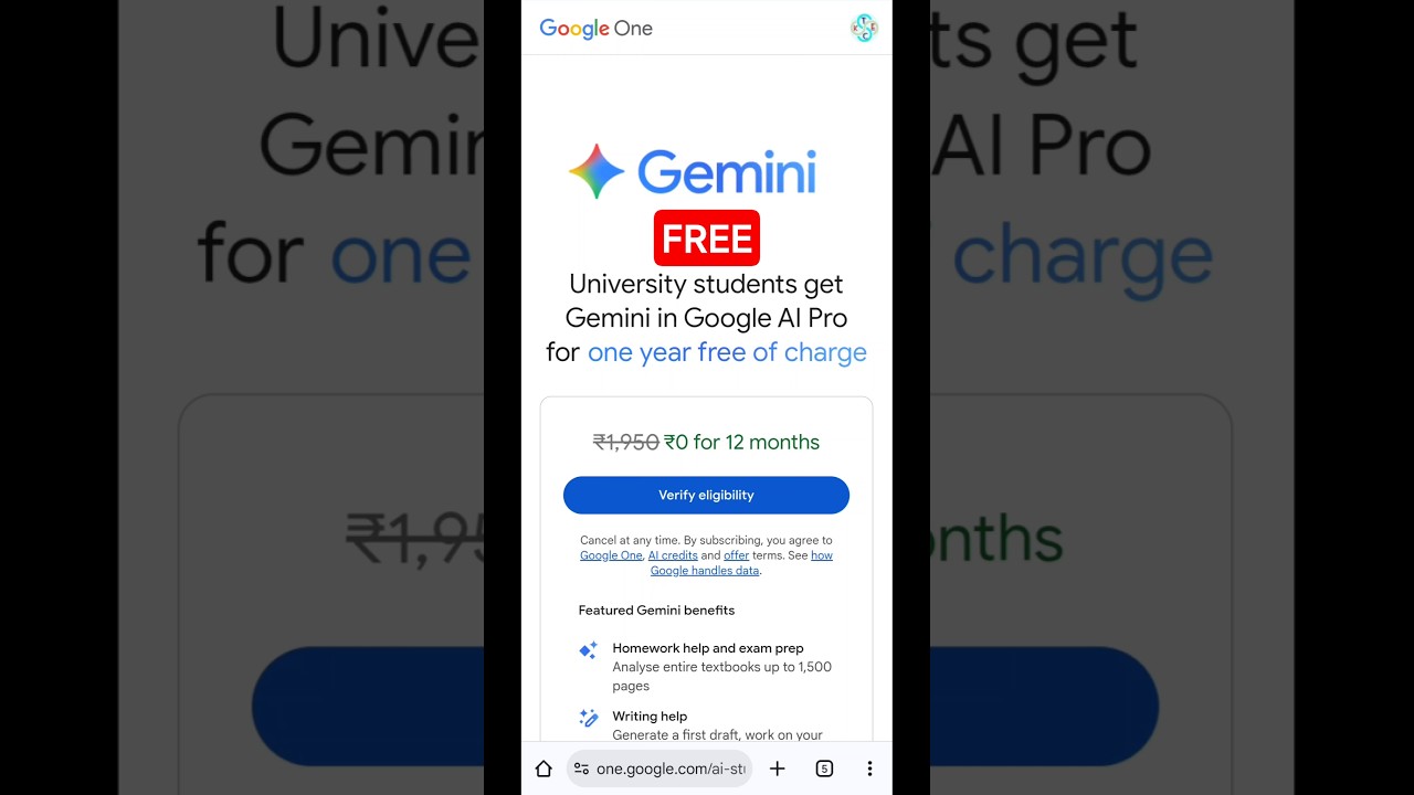 Gemini Student Offer | Google Gemini Student Offer | Gemini AI Pro 1 Year Free For Students | India