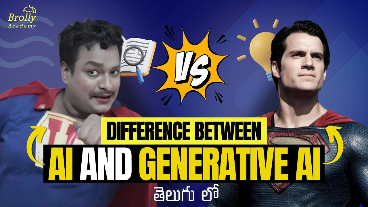 Difference Between Generative Ai  and Ai | Generative Ai Tutorials Telugu | Part-1 | Brolly Academy