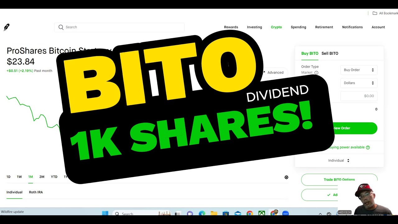 BITO – ProShares Bitcoin ETF. 1K Shares, Yielding Dividends + Premiums. Let’s Go! #bitoetf