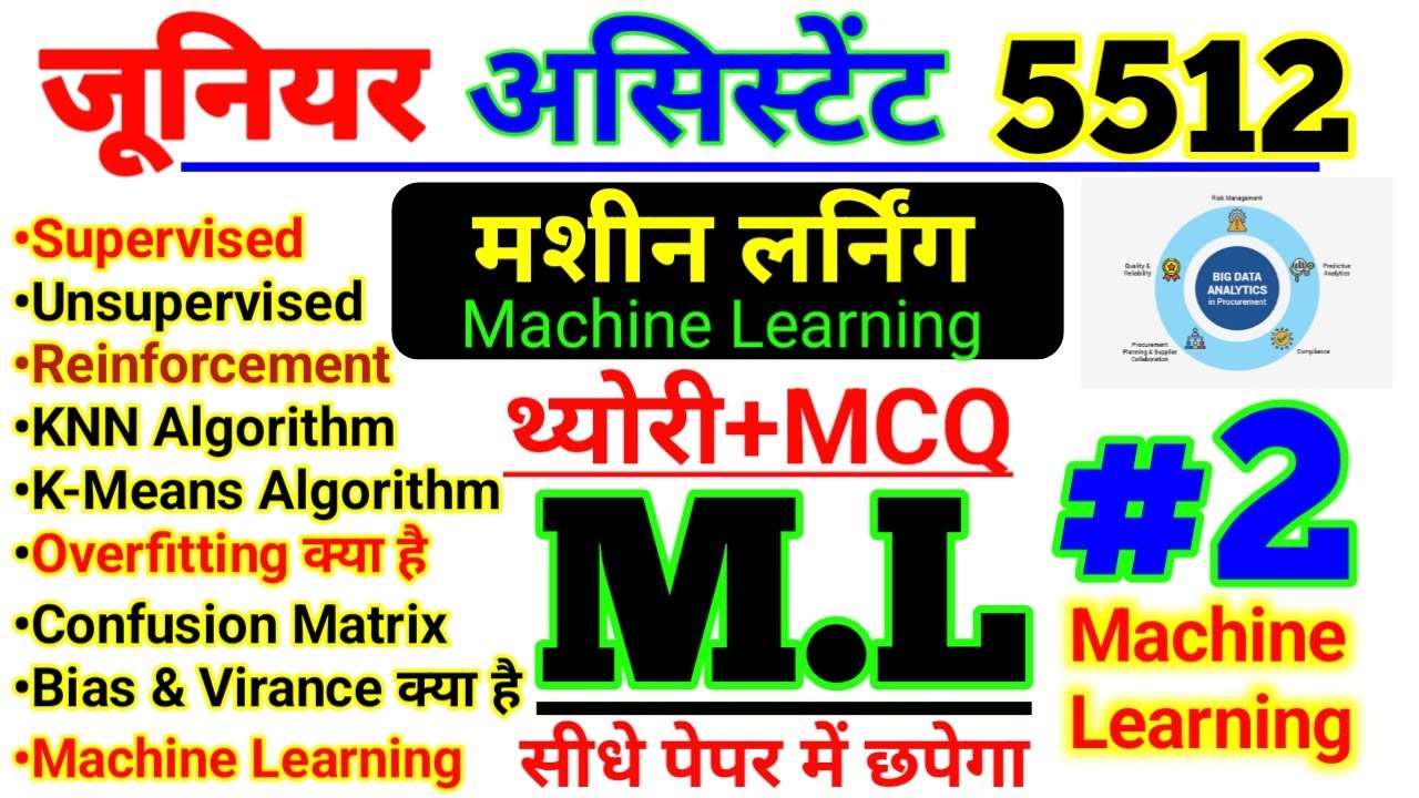 Machine Learning Theory & MCQ, Machine Learning Important questions,#upssscjuniorassistantComputer